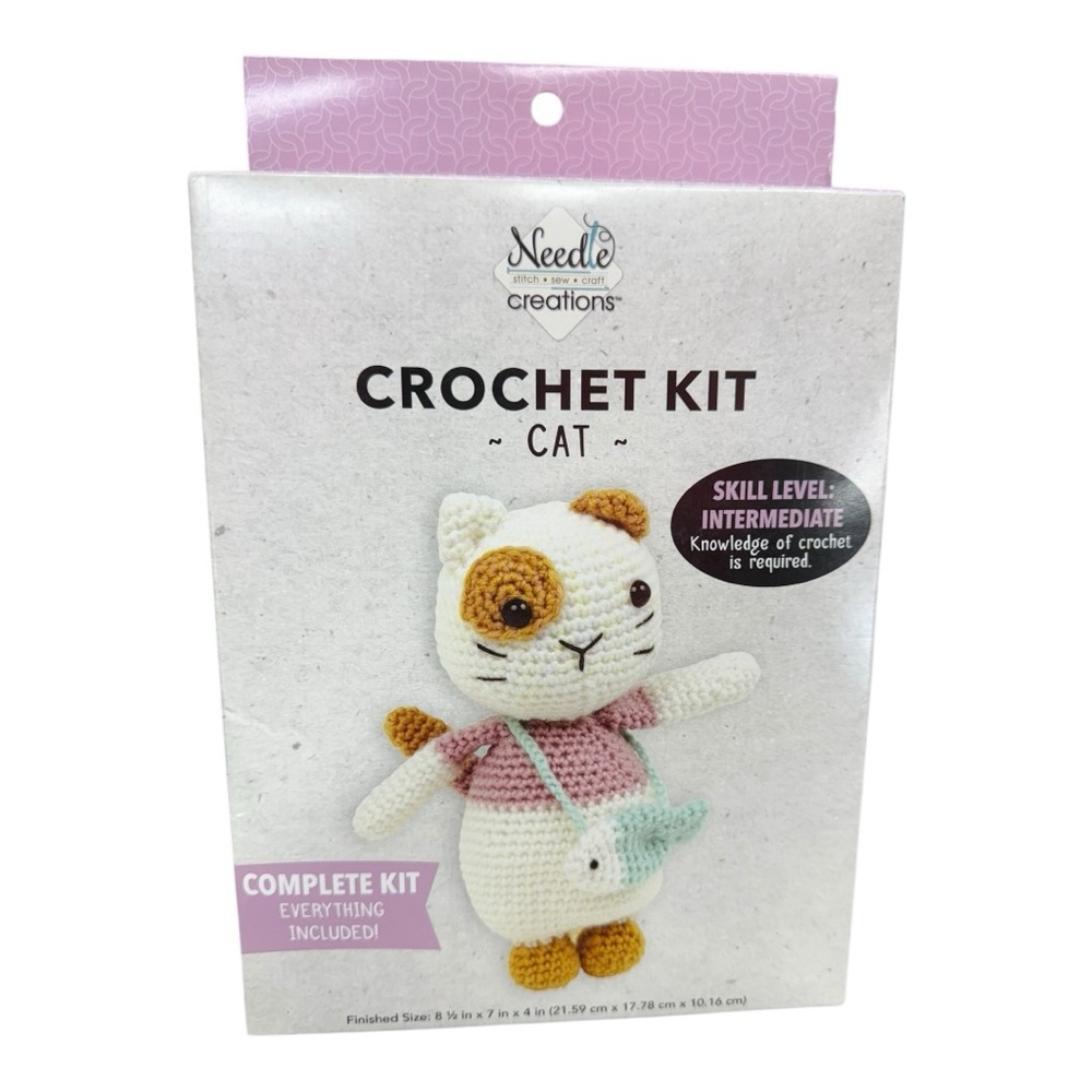 Needle Creations Crochet Kit – Cat Design – Complete Beginner Craft Kit – NEW